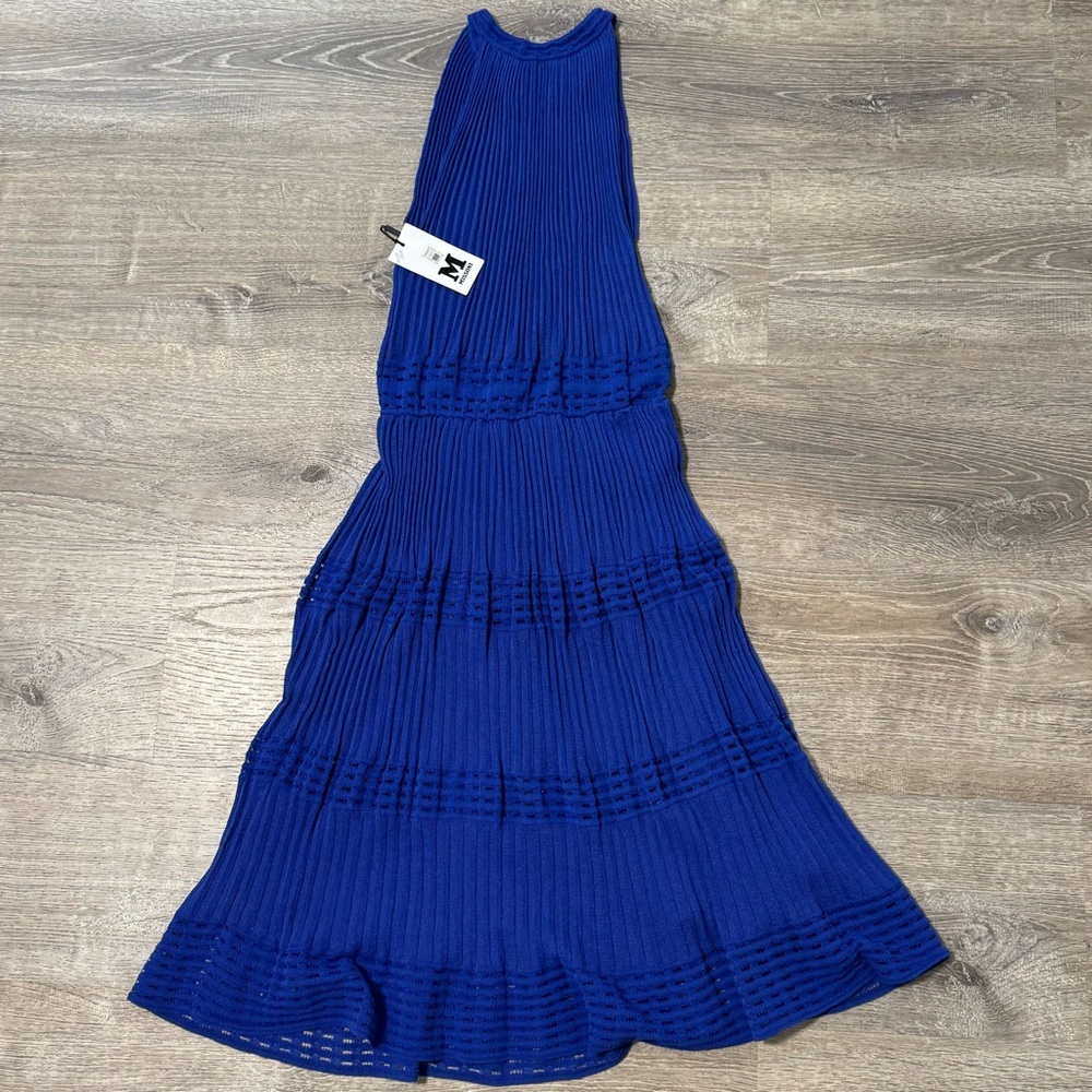 NWT M MISSONI Lurex Knit Blue Halter Neck Maxi Dress 42 - Picture 4 of 12